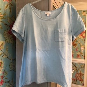 J. Jill • Chambray Oasis Wash Short Sleeve Top